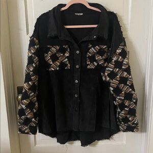 POL Black and Multicolor Patterned Jacket